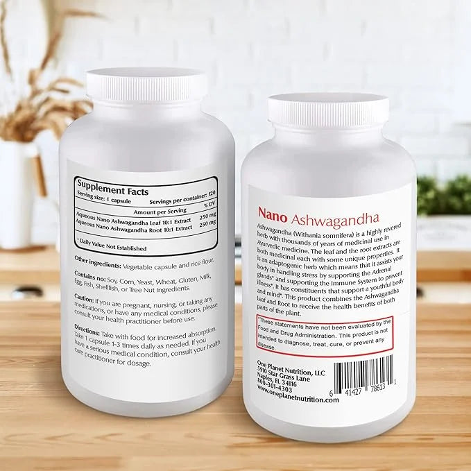 Nano Ashwagandha, 500 mg Ashwagandha Leaf 120 Capsules