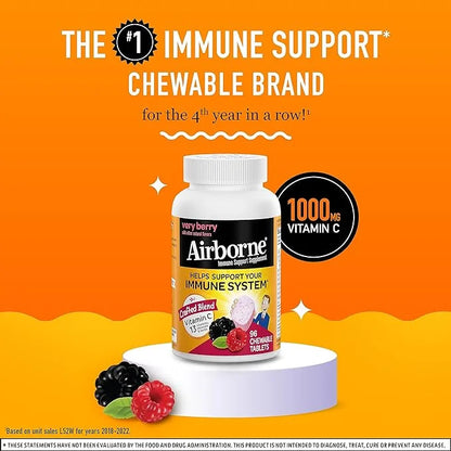 Airborne 1000mg Vitamin C Chewable Tablets 96 Chewable