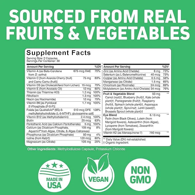 Whole Food Multivitamin for Teens (Boys 62 Superfoods 60 Capsules