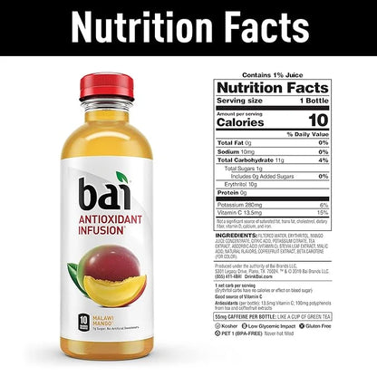 Bai Flavored Water, Safari Variety Pack, Antioxidant Infused Drinks, 3 Each of Brasilia Blueberry, Costa Rica Clementine, ...