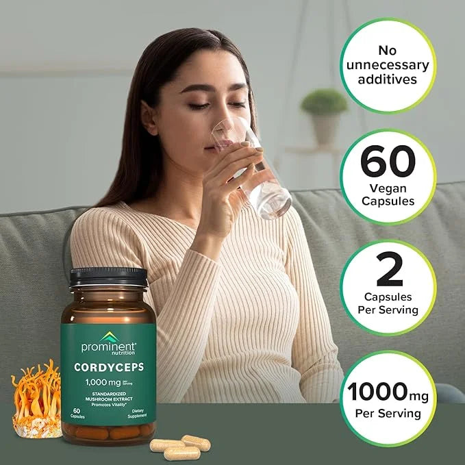 Cordyceps Mushroom Capsules 1000 mg, 60 Count