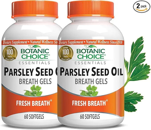 Botanic Choice Parsley Seed Oil-for Bad Breath from Odor-Causing Foods-Odor Neutralizer from Within-Breath Freshener gels-...