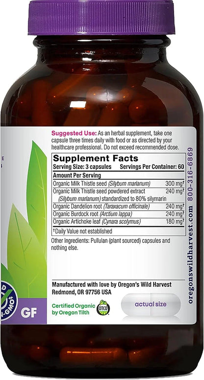 Oregon's Wild Harvest Milk Thistle Dandelion, 180 Count