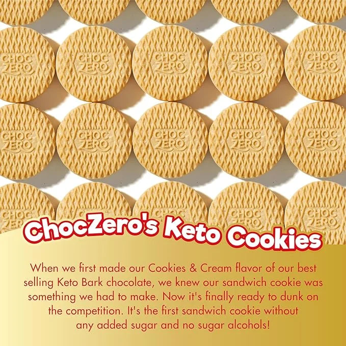 ChocZero Gluten-Free Vanilla Sandwich Cookies with Creme - Low Sugar, Keto Friendly Dunkies (1 Box, 9oz) - Product Image