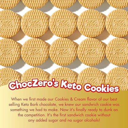 ChocZero Gluten-Free Vanilla Sandwich Cookies with Creme - Low Sugar, Keto Friendly Dunkies (1 Box, 9oz) - Product Image