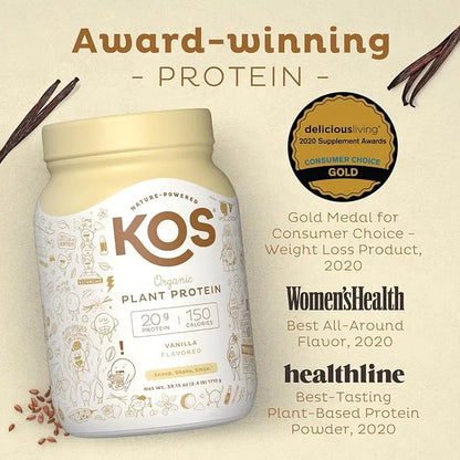 KOS Vegan Protein Powder Erythritol Free, 28 Servings