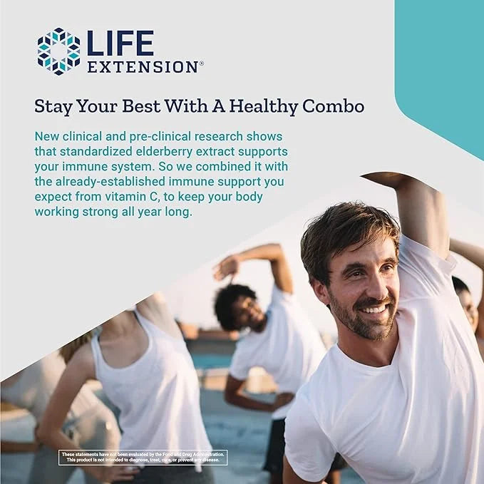 Life Extension Black Elderberry + Vitamin C 60 Vegetarian