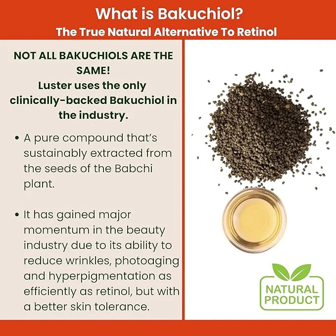 Luster Bakuchiol Oil Serum, Retinol Alternative, Anti-Aging, Superfood Face Oil with Bakuchiol, Astaxanthin, Rosehip Oil, ...