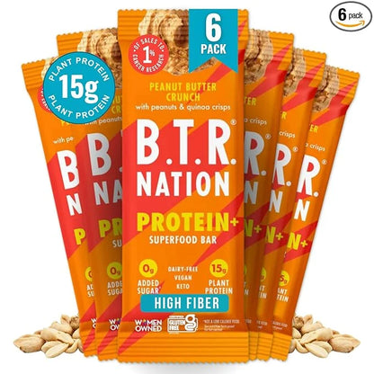 Vegan Keto Plant Based Protein & Fiber Bars by B.T.R. - Low Carb & GF | 6 Bars | Free of Sugar Alcohols, Dairy, Soy and Bo...