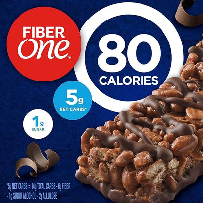 Fiber One 80 Calorie Chewy Bars, Chocolate, Snack Bars, 5 Ct, 4.1 oz - Product Image