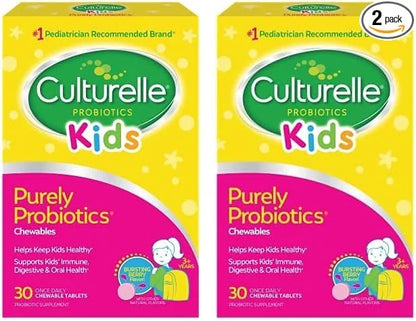 Culturelle Kids Chewable Daily Probiotic for Kids, Ages 3+, No.1 Pediatrician-Recommended Brand, Natural Berry, Daily Prob...