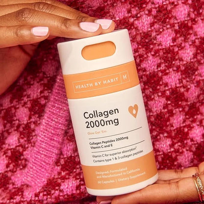 Health by Habit Collagen Supplement 2 Pack (120 Capsules) - Vitamin C & Vitamin E, 2000mg, Collagen Peptides, Superior Abs...