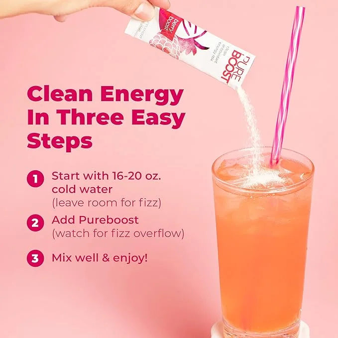 Pureboost Clean Energy Booster, Refreshing Energy B12 Vitamins, 30 Count)