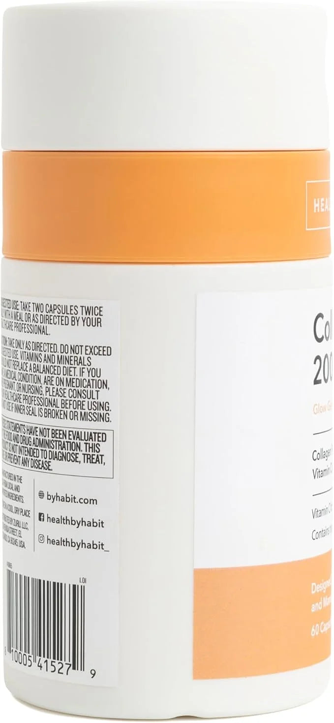 Health by Habit Collagen Supplement (60 Capsules) - Vitamin C & Vitamin E, 2000mg, Collagen Peptides, Superior Absorption,...