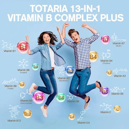 13-in-1 Vitamin B Complex Plus B1, B2, B2, B3 B3 (Niacinamide), B4, B5, B5, B6, B6, B7 B7 (Biotin), B8 (Inositol), B9 (Fol...