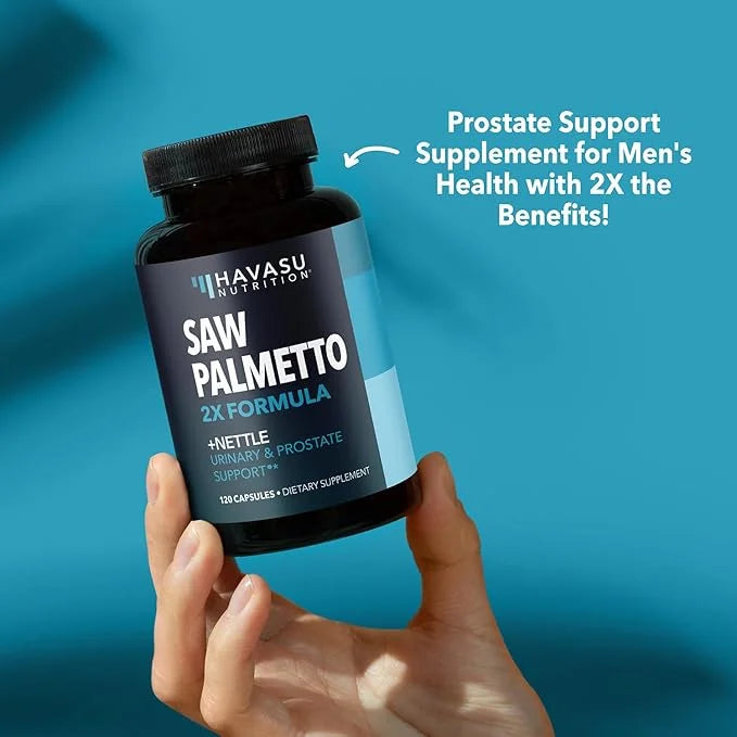 Saw Palmetto with Stinging Nettle Capsules - 2X Prostate Support Supplement for Men’s Health - 120 Count - DHT Blocker for...