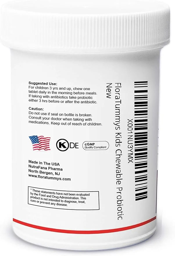 Kids Chewable Probiotic Prebiotics: Non-Dairy, Gluten Flavor(1 Bottle)