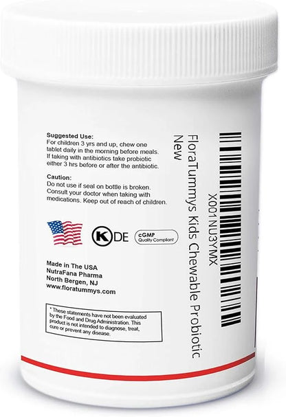 Kids Chewable Probiotic Prebiotics: Non-Dairy, Gluten Flavor(1 Bottle)