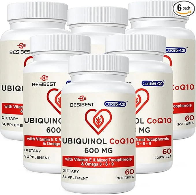 Ubiquinol CoQ10-600mg-Softgel, Active Coq10 Ubiquinol Supplement 3, 6, 6, 9, 9, High Absorption-Coenzyme-Q10, Powerful 360...
