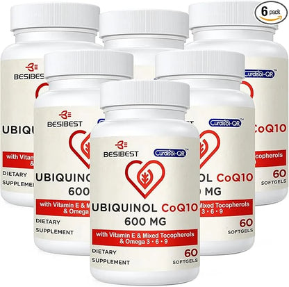 Ubiquinol CoQ10-600mg-Softgel, Active Coq10 Ubiquinol Supplement 3, 6, 6, 9, 9, High Absorption-Coenzyme-Q10, Powerful 360...
