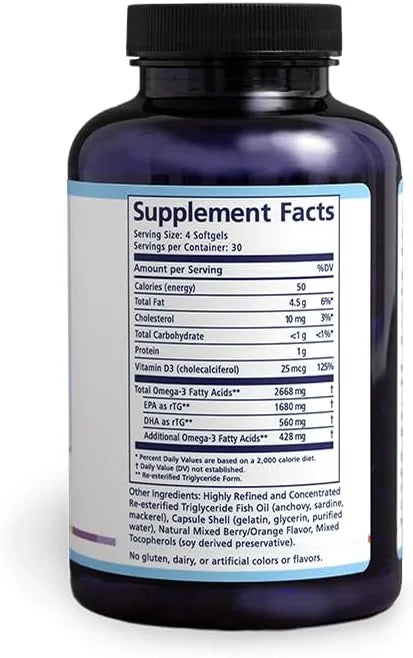 PRN De Dry Eye Omega 3 2240mg EPA Improved-Burpless-1 serving, 1-month supply