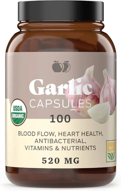 Complete Natural Products Organic Garlic Capsules 520mg Capsules 100 Count