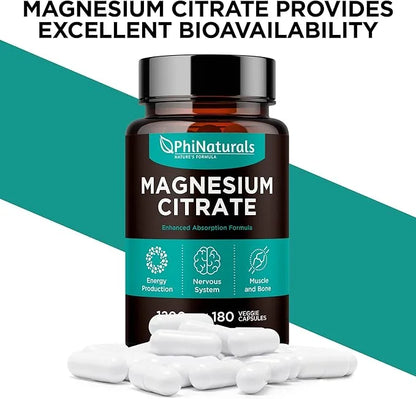Magnesium Citrate Powder Capsules 400mg – [180 Count]