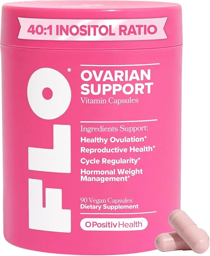FLO Ovarian Health Support - Hormone Balance for Women, Inositol Supplement with DIM, Myo-Inositol & D-Chiro Inositol, Fol...