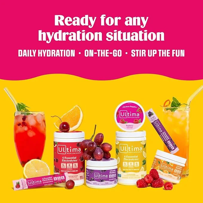 Ultima Replenisher Daily Electrolyte Powder Drink Mix – Cranberry Cosmo, 90 Servings – Hydration Powder with 6 Key Electro...