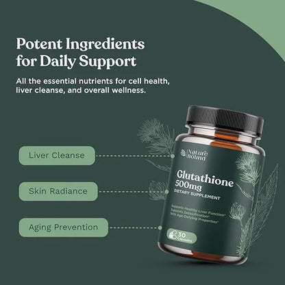 Pure Glutathione Supplement 500 mg GSH 30 Veg