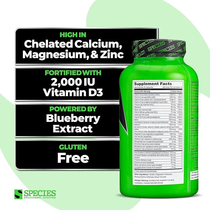 Species Nutrition V-Mineralyze All-Purpose Multivitamin, Vitamin D3, Chelated 300 Capsules