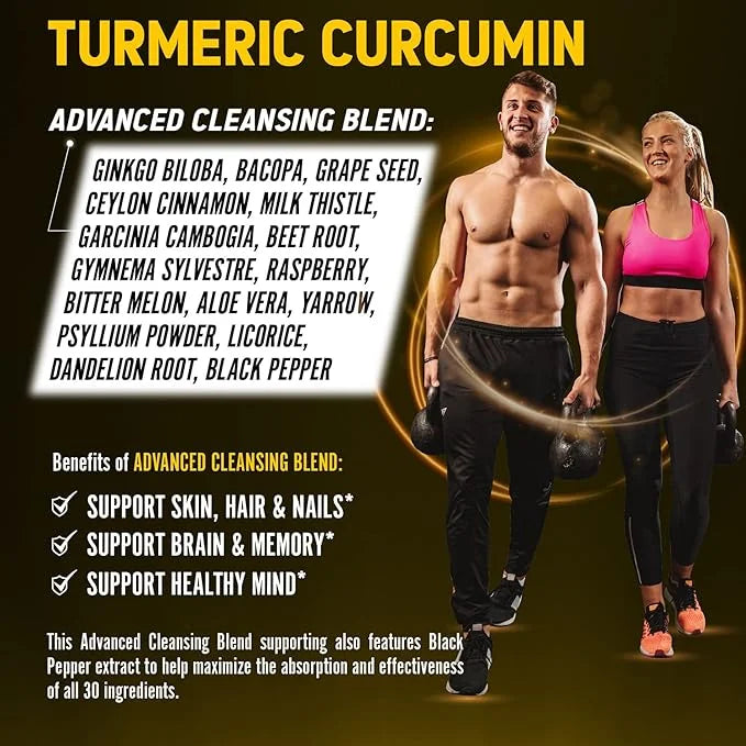 30 in 1 Turmeric Curcumin + 95% Curcuminoids, 20000mg, with 60 Capsules