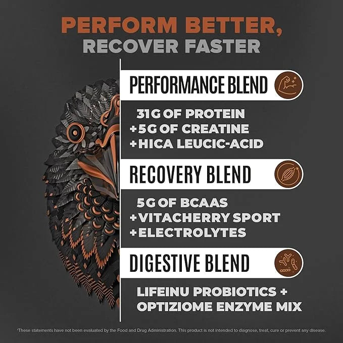 Birdman Falcon Performance Vegan Protein Powder, 31g Protein, 5g Creatine, 5g BCAA, Probiotics, Electrolytes, Pre Workout,...