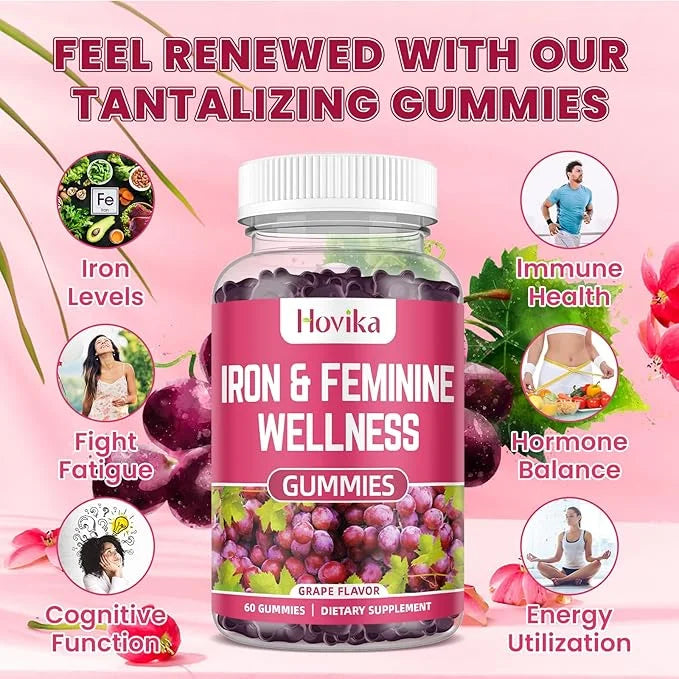 Iron & Hormone Balance for Women Gummies, 40mg Iron Supplement Anemia with multivitamin for Women, Zinc, Selenium, Iodine ...