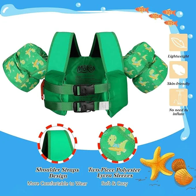 Moko Toddler Swim Vest for Kids, 20-50 lbs/22-66 lbs Clearance Swim Arm Band Cartoon Swimming Wings Pool Float Vests Sleev...