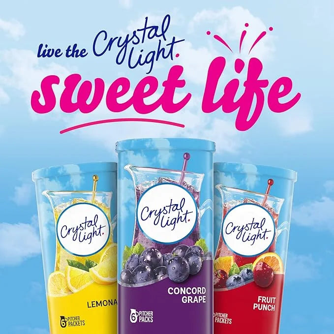 Crystal Light Sugar-Free Concord Grape Low Calories Powdered Drink Mix 6 Count Pitcher Packets (Pack of 4) - Product Image