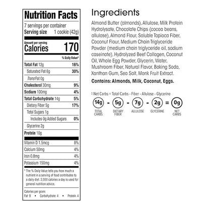 Wonderslim Protein Cookie, Chocolate Chip, Keto friendly, Low Carb, Gluten Free (7ct) - Product Image