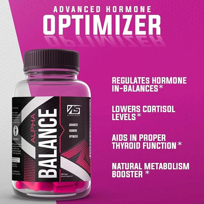 Alpha Balance | Hormonal and Healthy Stress Level Support | with Inositol and Ashwagandha | 90 Capsules - Product Image