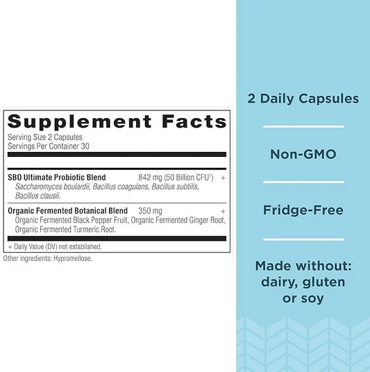 Ancient Nutrition Probiotics, SBO Probiotics Ultimate 50 Billion 60 Capsules (2 Pack)