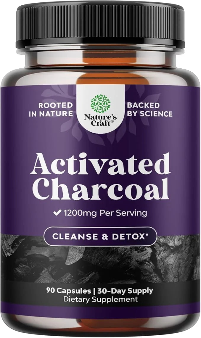 Activated Charcoal Pills Detox & Cleanse - Purifying Coconut Capsules with 1200 mg Per Serving for Bloating Relief - Activ...