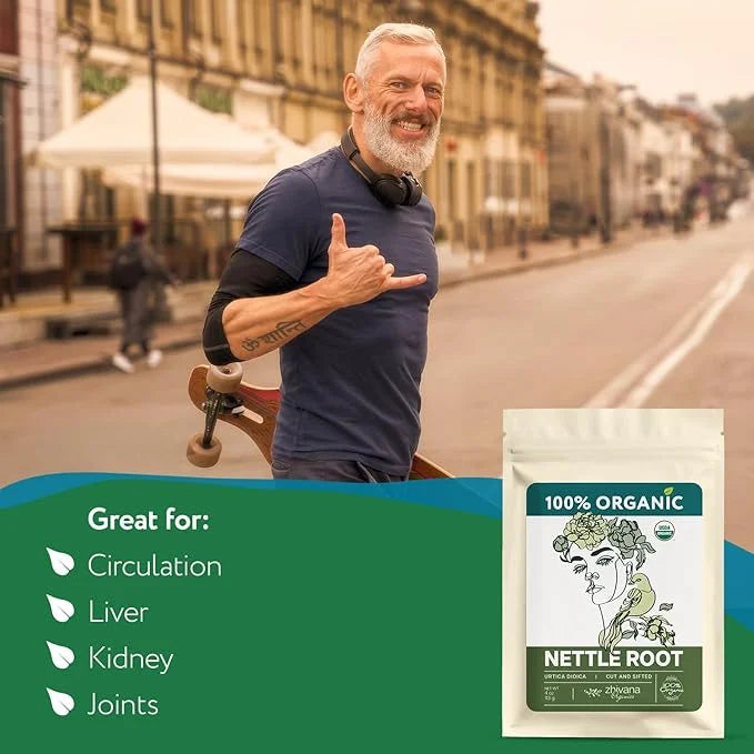 Organic Stinging Nettle Root Tea for Men's Health (4oz.) - Supports Prostate Health, Hormonal Balance & Energy - Make Herb...