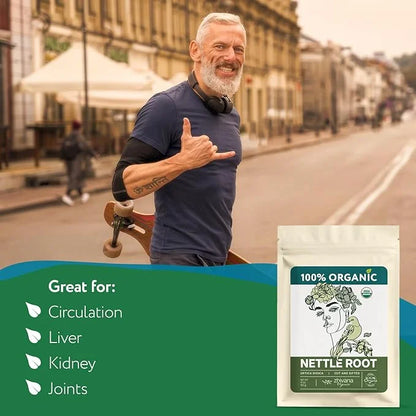 Organic Stinging Nettle Root Tea for Men's Health (4oz.) - Supports Prostate Health, Hormonal Balance & Energy - Make Herb...