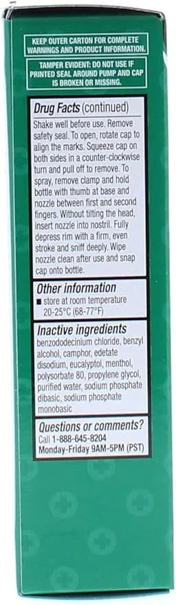 Nasal Relief Spray, Pump Mist, Anti-drip, 12 Hours, 6 Pack.