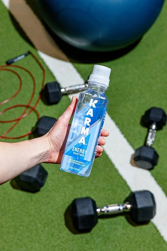 Karma Natural Energy Drink - 12 Pack, Blueberry Watermelon Caffeinated Water - Clean Focus & Energy Boost - Product Image