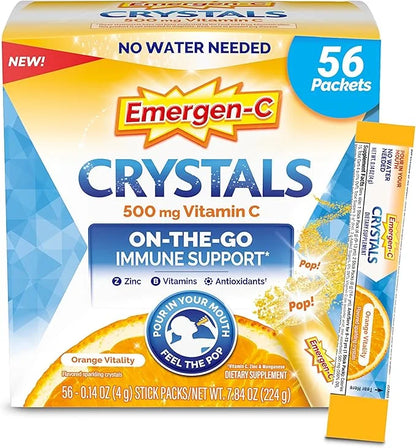 Emergen-C Crystals, On-The-Go Immune Support Supplement with Vitamin C, B Vitamins, Zinc and Manganese, Orange Vitality - ...
