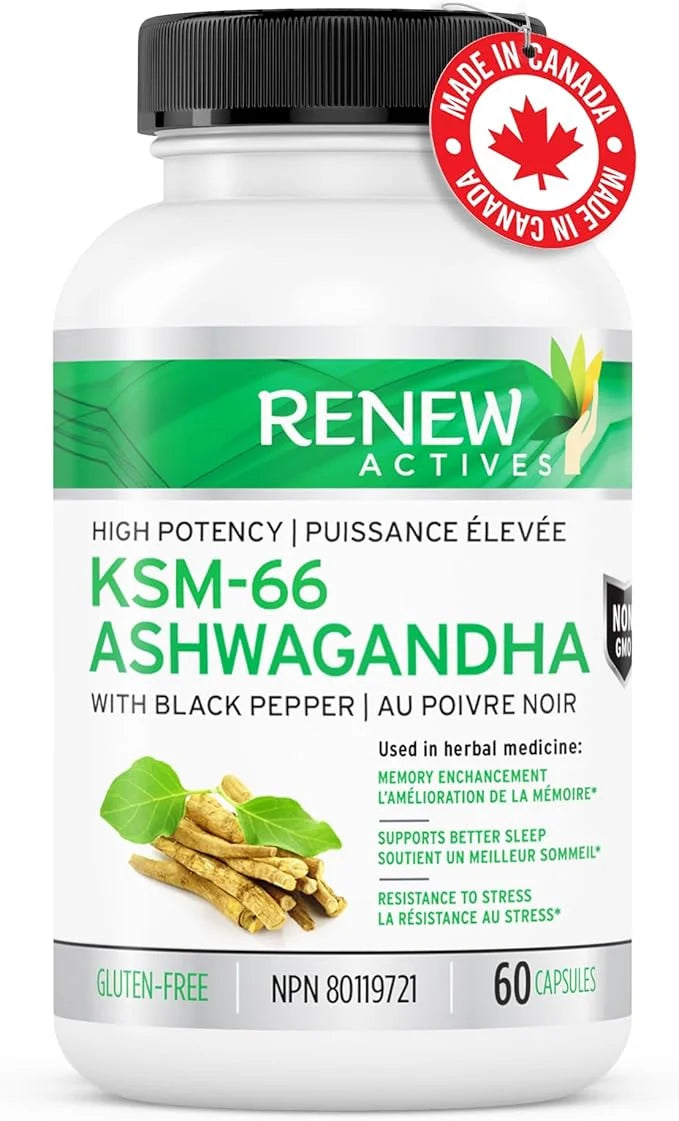 Renew Actives Ashwagandha KSM-66 Capsules 60 Capsules