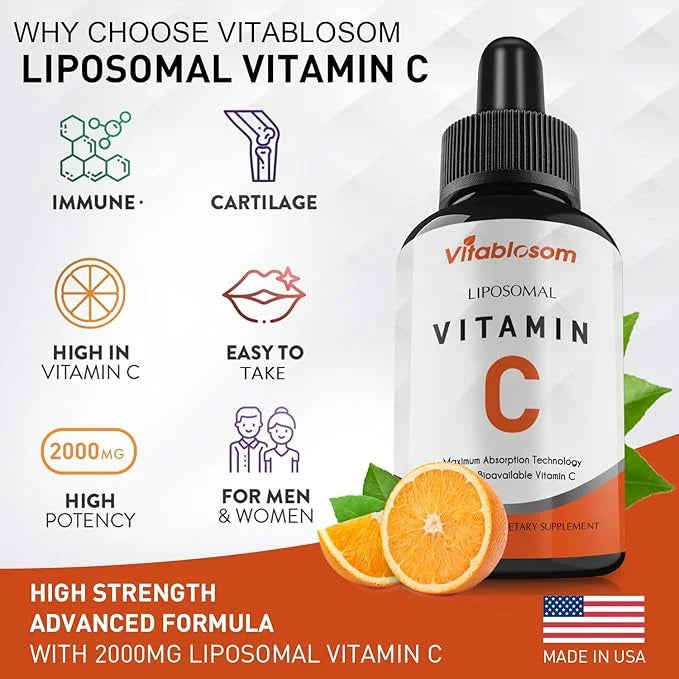 Liposomal Vitamin C 2000mg Liquid for Adults, High Absorption VIT C, Maximize Vitamin C, Good for Immune System & Antioxid...