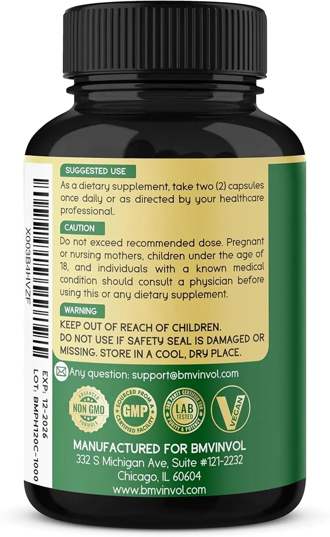 BMVINVOL Psyllium Husk Fiber Supplement 240 Capsules