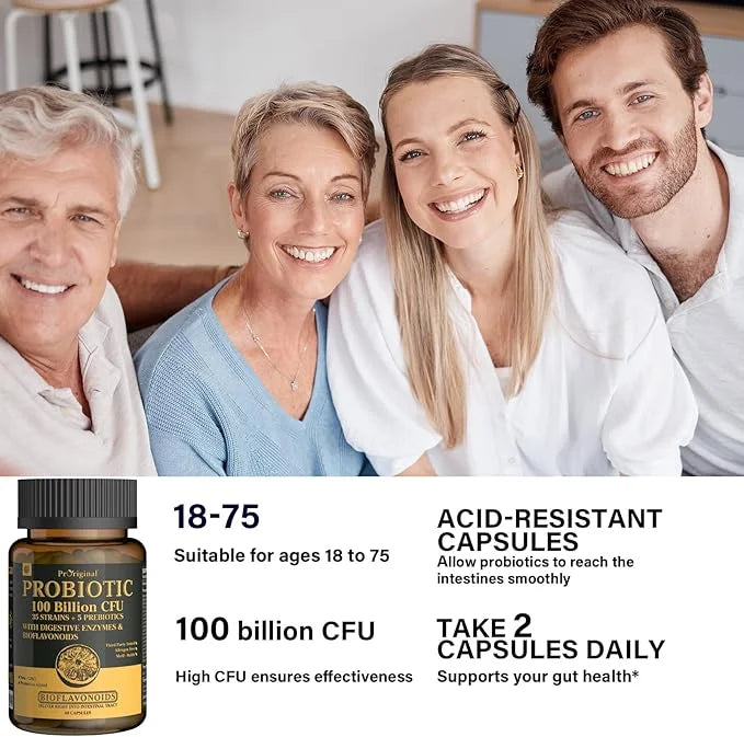 Probiotics with Prebiotics for Men and Women 35 Strains 100 Billion 180 Capsules (180 Count/90 Count/90 Days