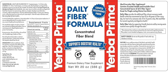 Yerba Prima Daily Fiber Formula 20 oz